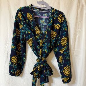 J.Crew Crepe Floral Wrap Blouse